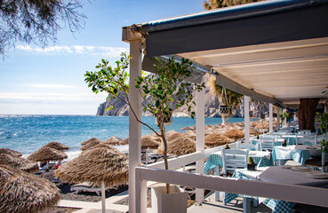 A morning at Kamari beach, Santorini  © Sam