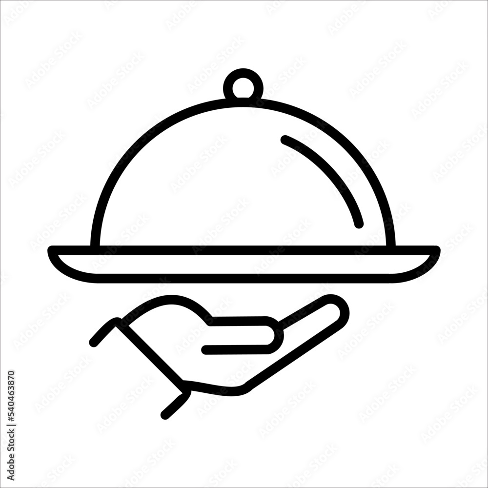 Sticker Food Tray, Waiter, Room Service Icon Logo Design Vector Template Illustration Sign And Symbol