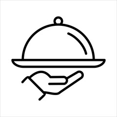 Food Tray, Waiter, Room Service Icon Logo Design Vector Template Illustration Sign And Symbol