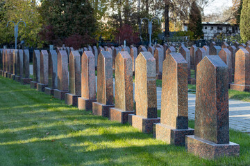 alley of stone slabs in the cemetery