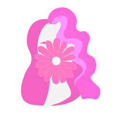 Pink hair lady with pink flower instead of face