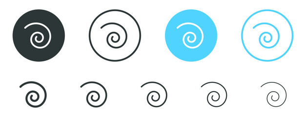 spiral icon swirl symbol . Helix and scroll icon, rotate circular loop icons button