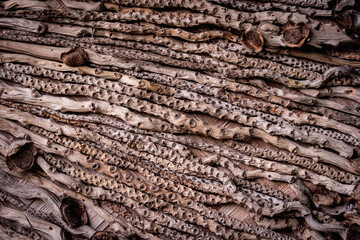 Background and texture of old natural woven straw