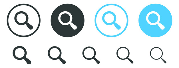 search icon button - magnifying glass loupe sign symbol, magnifier icon