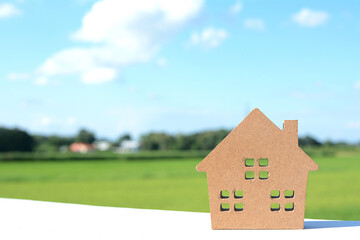 Wood model house in concept for construction and real estate.