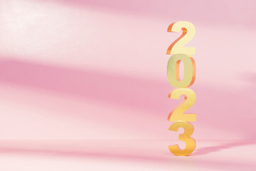Obraz premium 2023 number on clean color abstract background. Happy new year concept.