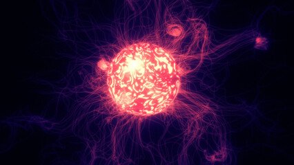 Abstract colorful glowing sphere. 3D rendering.