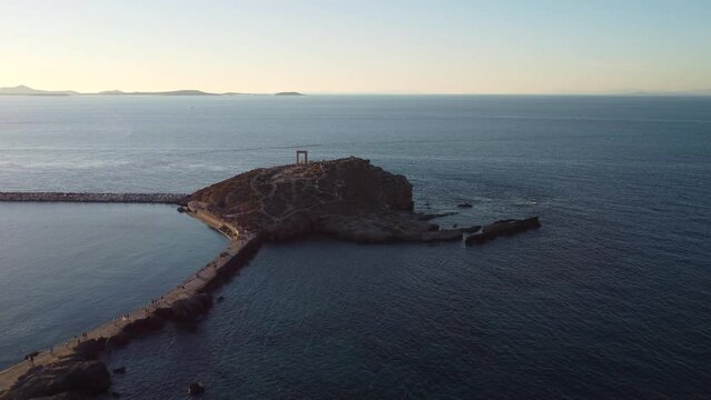 Naxos Aerial View and Apollo Temple in Portara, Aegean Cyclades Island, Greece