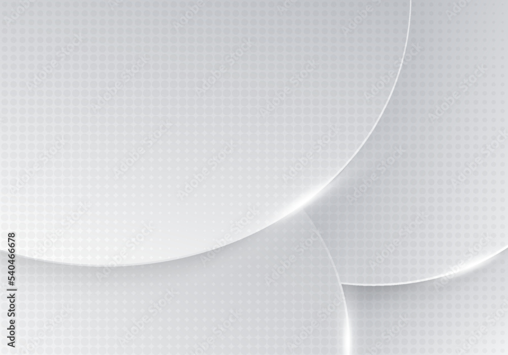 Poster abstract circle pattern design of luxury template gray and white style. overlapping with shadow and 