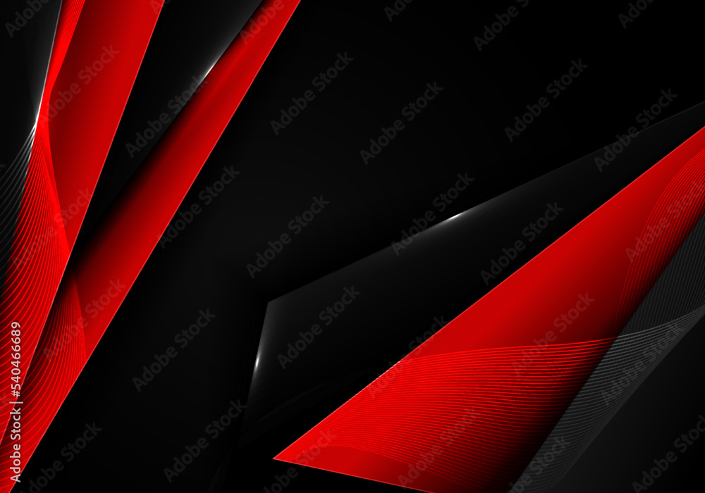 Poster red and black steel plate design decoration for usage artwork. overlapping with smooth lines mesh de