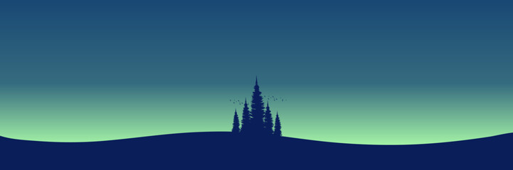 Obraz premium landscape with pine tree silhouette flat design vector illustration good for wallpaper, background, backdrop, banner, and design template