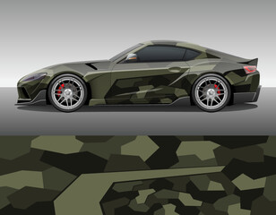 Camouflage car texture template for vinyl wrap and decal print. Geometric camo urban style ornament.