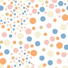 Children's seamless patterns circles in gentle pastel colors on a white background.Vector. Great for printing on fabric and paper