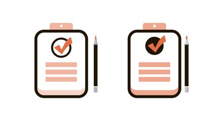  To Do list. Task list icon. Vector stock illustration. White isolated background. Notepad and pencil. Check mark for completed task. .