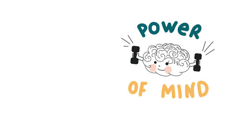 Vector happy human brain character doodle hand drawn style ,education concept design of brain for web, banner, poster
illustration.