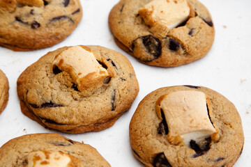 Delicious chocolate chip cookie with marshmallow, S'mores