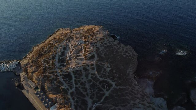 Naxos Aerial View and Apollo Temple in Portara, Aegean Cyclades Island, Greece