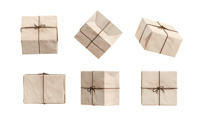 Paper gift box set isolate on white background. 3D Rendering