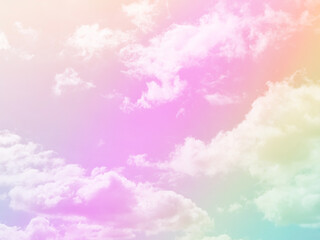 beauty sweet pastel pink orange colorful with fluffy clouds on sky. multi color rainbow image. abstract fantasy growing light