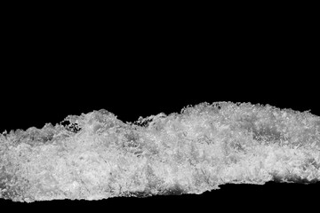 sea wave with foam isolated on black background