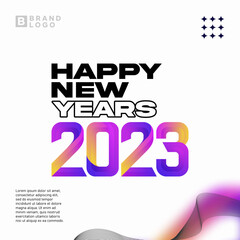 modern colorful trend of 2023 new year logo type