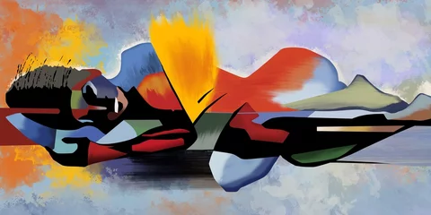 Rolgordijnen zonder boren Abstraction woman  © Mariana