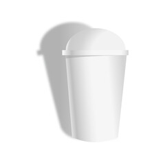 White mockups of paper coffee mugs isolated on white background. 