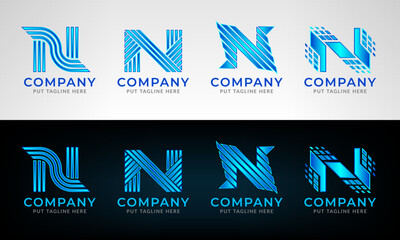 Set collection modern abstract logo with letter N