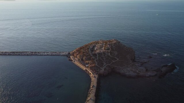 Naxos Aerial View and Apollo Temple in Portara, Aegean Cyclades Island, Greece