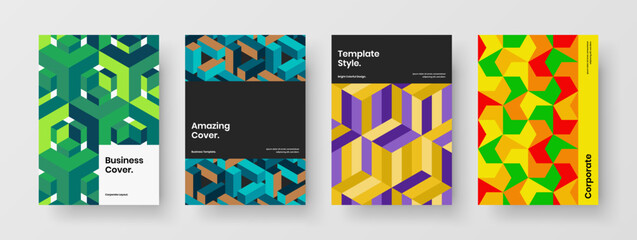 Abstract mosaic shapes company cover illustration collection. Minimalistic banner A4 vector design concept composition.