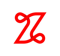 Letter Z infinity sign. Cyclic red letter Z. Modern natural endless loop. Futuristic logo corporate design.