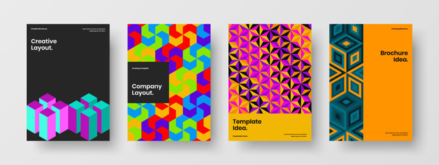 Simple geometric pattern banner concept collection. Modern pamphlet design vector template set.