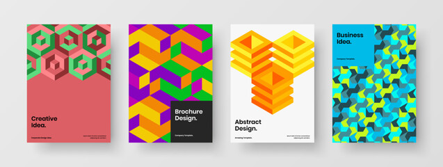 Fototapeta premium Colorful mosaic shapes poster concept set. Modern flyer A4 vector design illustration bundle.