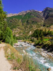 Fototapeta na wymiar Grand Eyvia Torrent, Aosta Valley, Italy