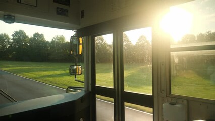 View out school bus window