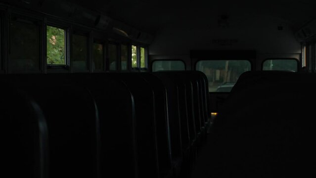Inside school bus driving
