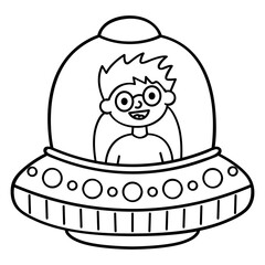 Spaceship. Hand drawn vector illustration.