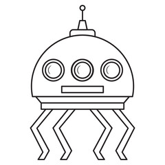 Spaceship. Hand drawn vector illustration.