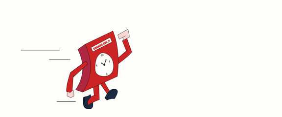 text of time is running out with 
 red cartoon character design 