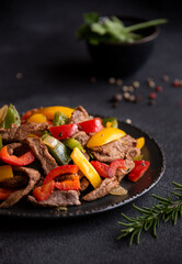 Cooked bell peppers with meat, healthy vegetable dish
