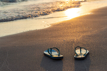 Close up slipper on the beachfront