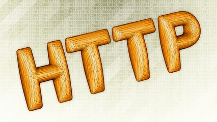 Http icon isolated on hi-tech binary background. 3D illustration.