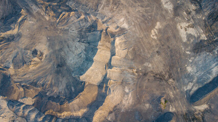 Lots of sandstone hills on the grounds of the cement factory before being transported as raw materials.