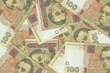 Ukrainian banknotes. Close up money from Ukraine. Ukrainian hryvnia.3D render