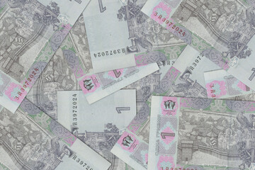 Ukrainian banknotes. Close up money from Ukraine. Ukrainian hryvnia.3D render