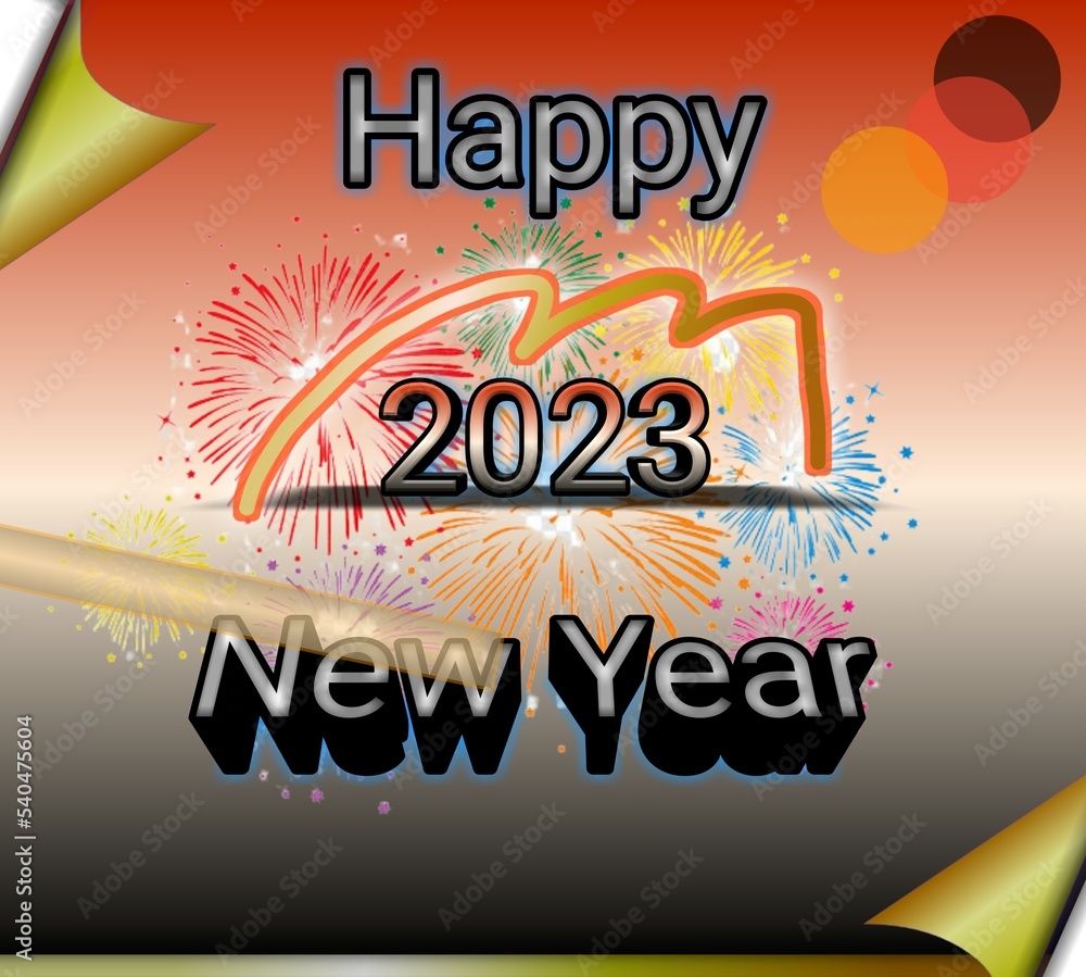 Fototapete best seller happy new year 2023 banner using red white and gray background together with 3d writing.