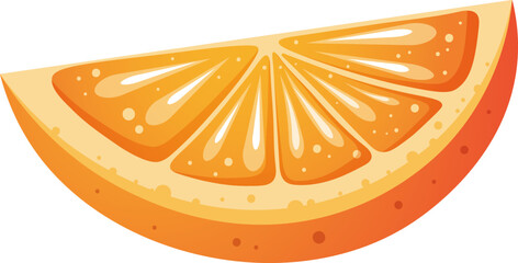 Juicy slice of orange in cartoon style