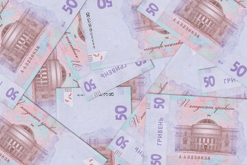 Ukrainian banknotes. Close up money from Ukraine. Ukrainian hryvnia.3D render