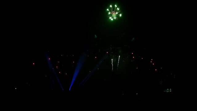 Fireworks Night (Guy Fawkes Night) display in London, England.  Real time.