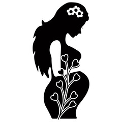 Beautiful Pregnant Women Silhouette Illustration
